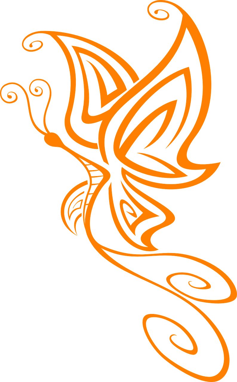 Orange Butterfly Outline Artwork