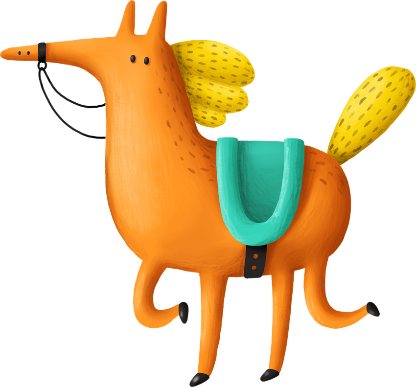 Orange Cartoon Horse Illustration