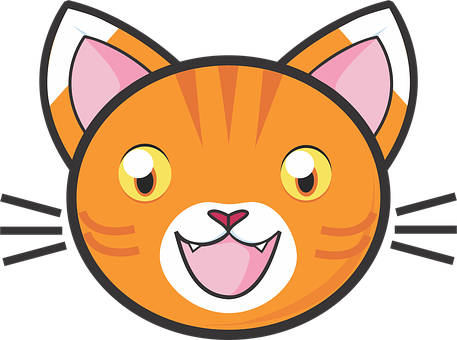 Orange Cat Cartoon Head PNG with transparent background
