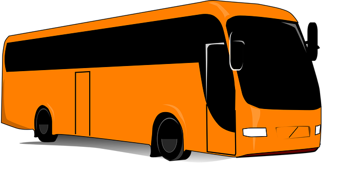 Orange Coach Bus Vector Illustration PNG with transparent background
