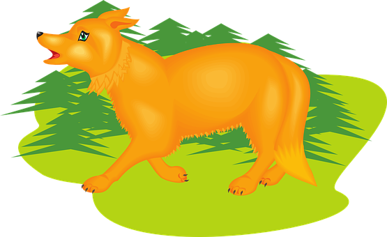 Orange Creature Forest Illustration PNG with transparent background