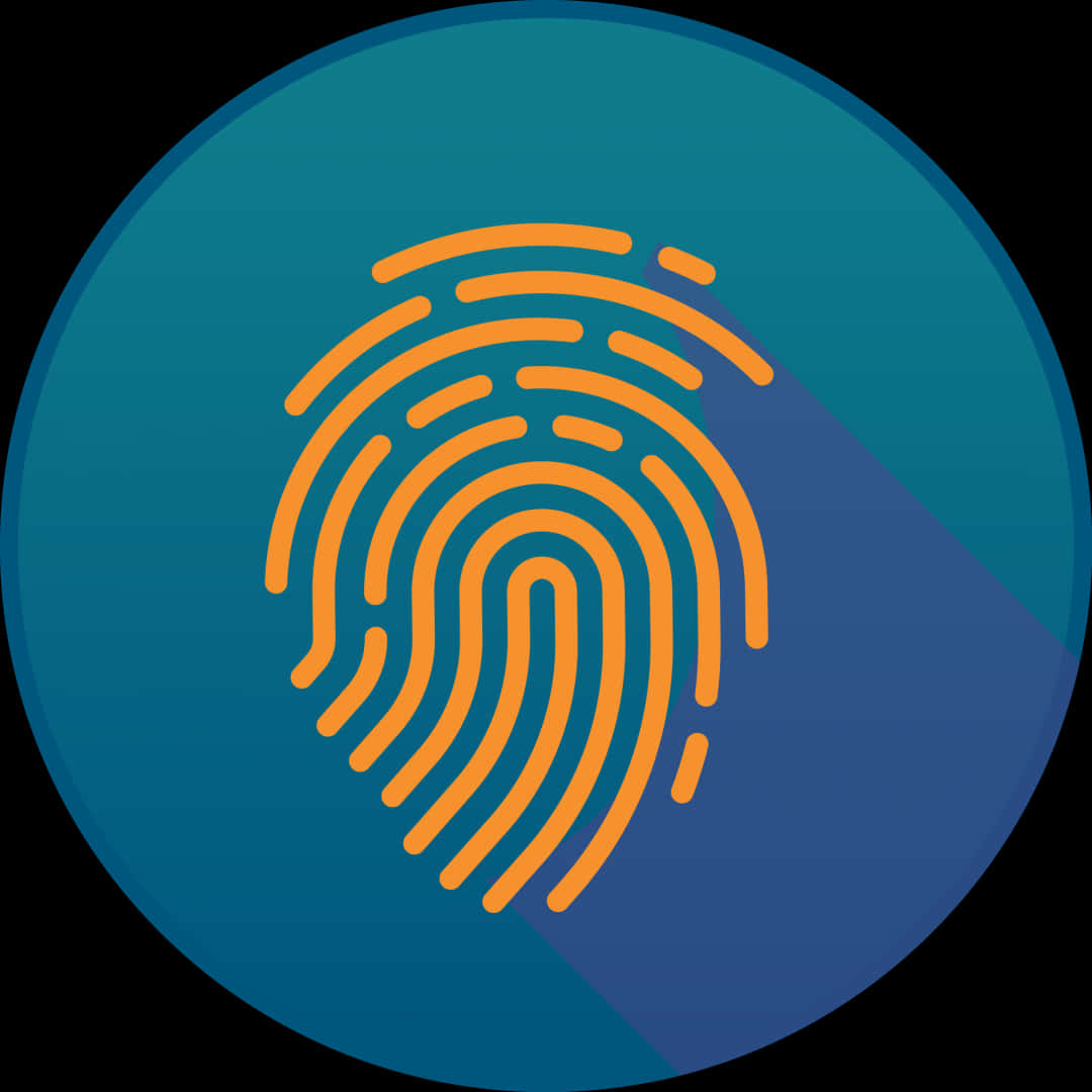 Orange Fingerprint Icon Dark Background PNG with transparent background