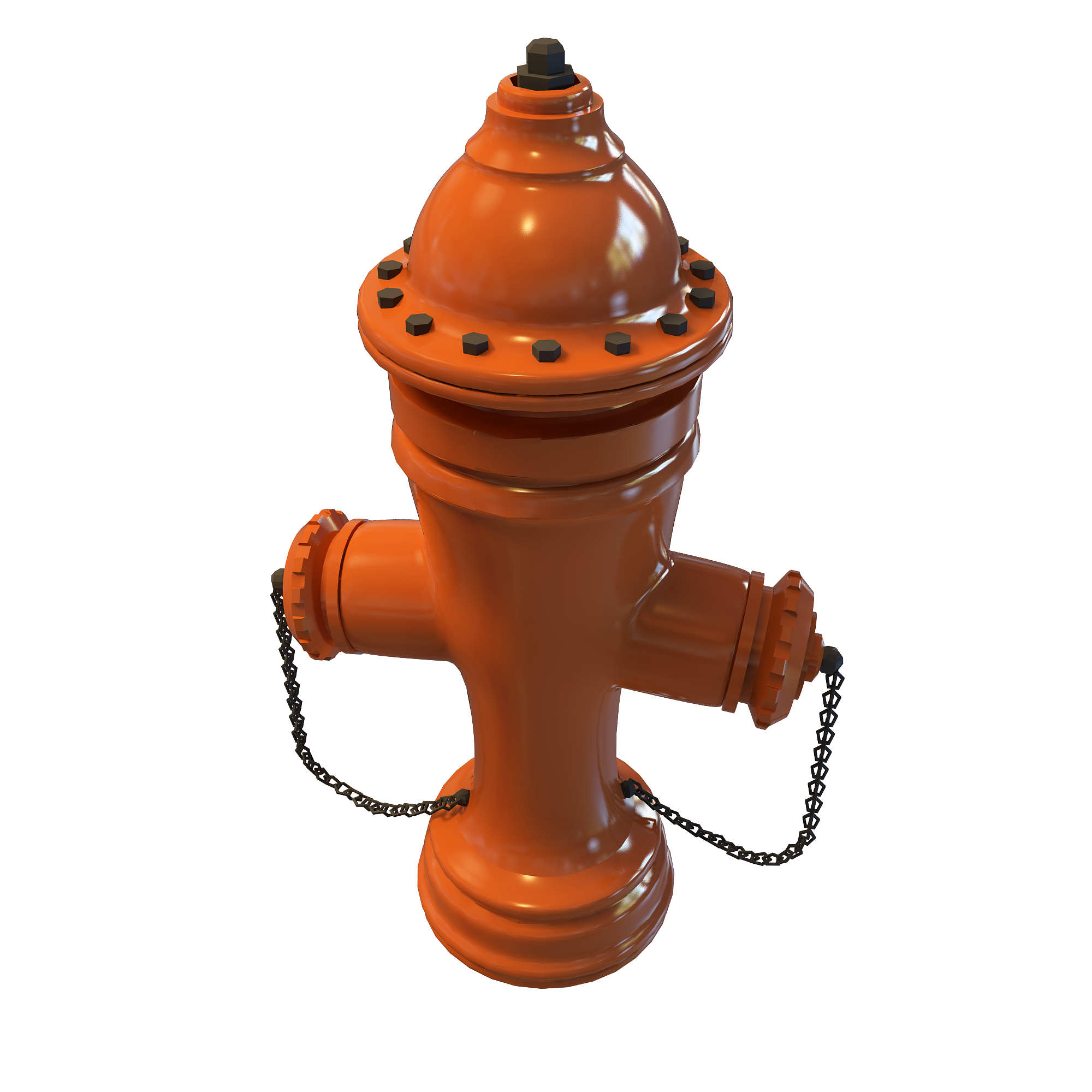 Orange Fire Hydrant Isolated PNG with transparent background