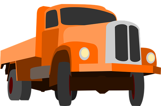 Orange Flatbed Truck Illustration