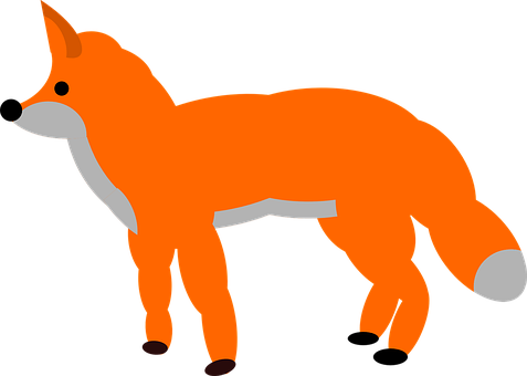 Orange Fox Vector Illustration PNG with transparent background