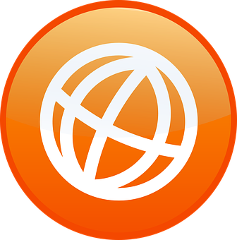 Orange Global Network Icon PNG with transparent background