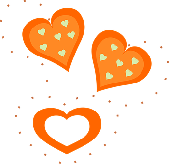 Orange Hearts Black Background PNG with transparent background