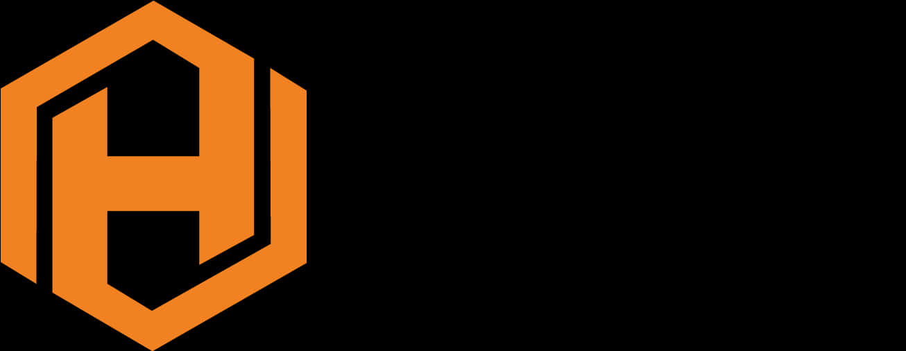 Orange Hexagon Logoon Black Background PNG with transparent background
