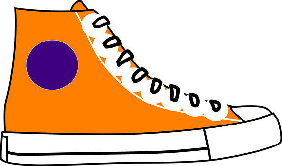 Orange High Top Converse Illustration PNG with transparent background