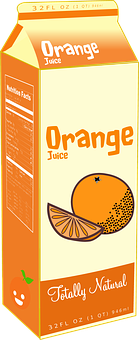 Orange Juice Carton Design PNG with transparent background