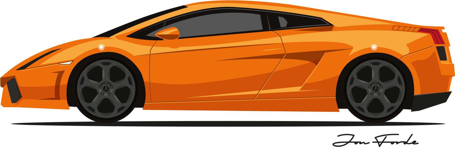 Orange Lamborghini Side View Vector