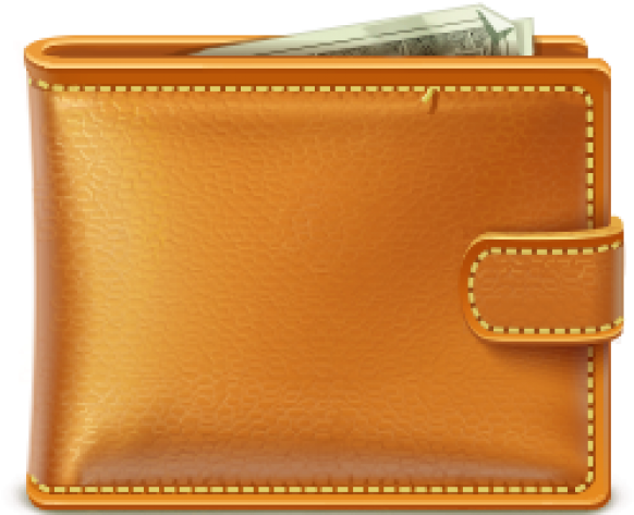Orange Leather Walletwith Cash PNG with transparent background
