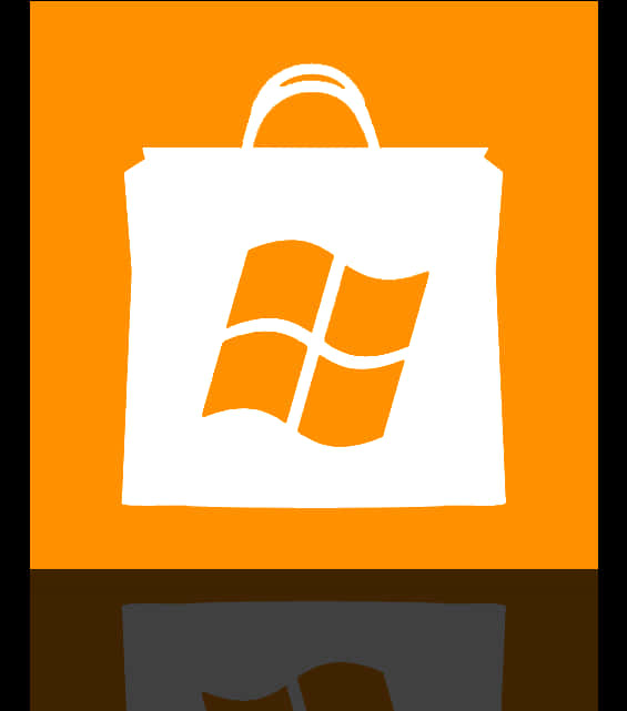 Orange Microsoft Shopping Bag Logo