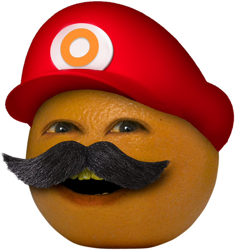 Orange Mustachioed Character Hat