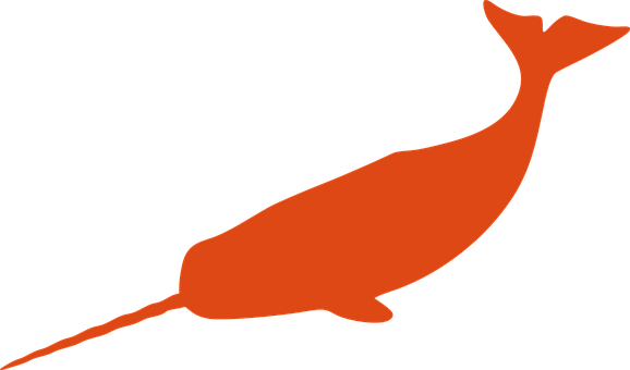 Orange Narwhal Silhouette PNG with transparent background