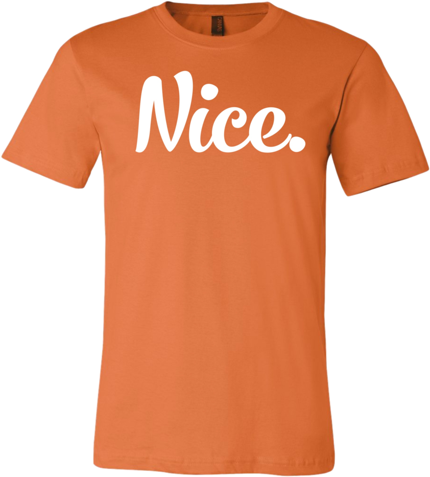 Orange Nice Text T Shirt PNG with transparent background