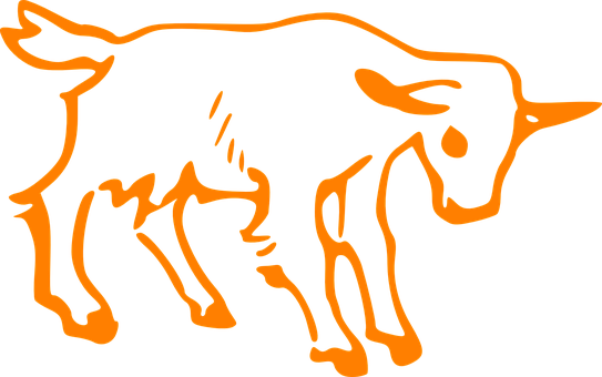 Orange Outline Goat Illustration PNG with transparent background
