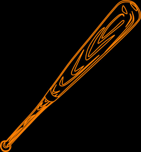 Orange Outlined Baseball Bat Illustration PNG image with a transparent background, free high-resolution download