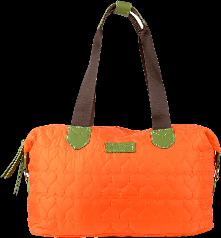 Orange Quilted Tote Bag