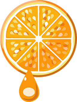Orange Slice Juice Drip Vector PNG with transparent background