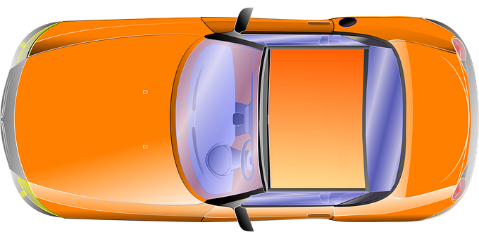 Orange Sports Car Top View