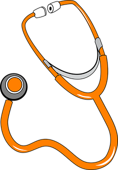 Orange Stethoscope Vector Illustration PNG image with a transparent background, free high-resolution download