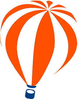 Orange Striped Hot Air Balloon PNG with transparent background