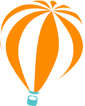 Orange Striped Hot Air Balloon Vector PNG with transparent background