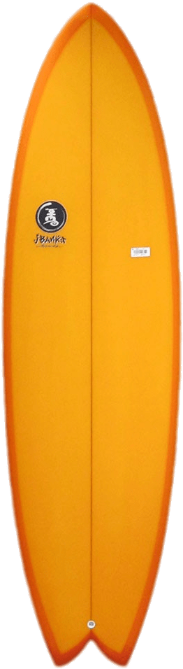 Orange Surfboard Standing Vertical