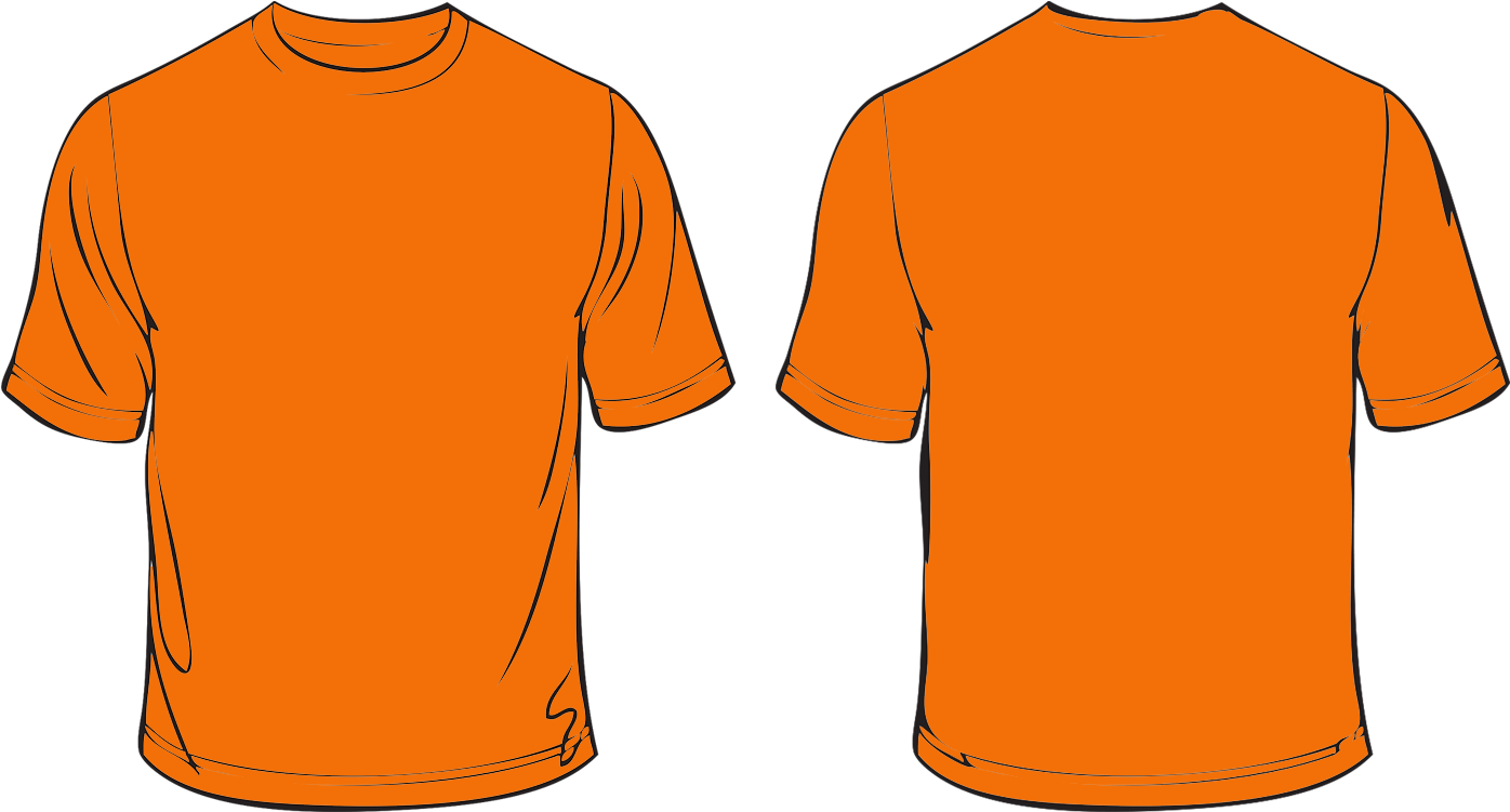 Orange T Shirt Template Front Back PNG with transparent background