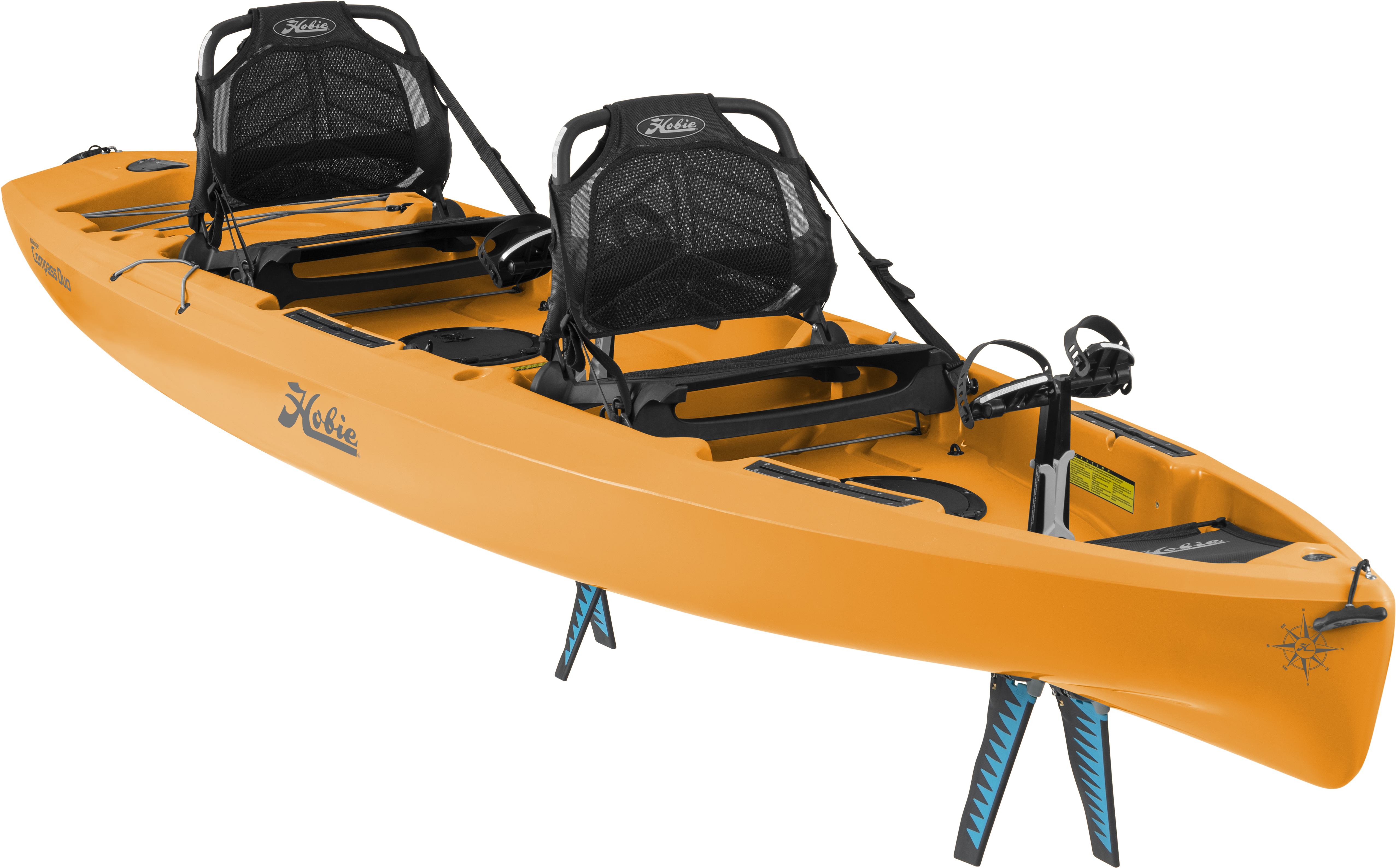 Orange Tandem Kayakwith Pedals PNG with transparent background