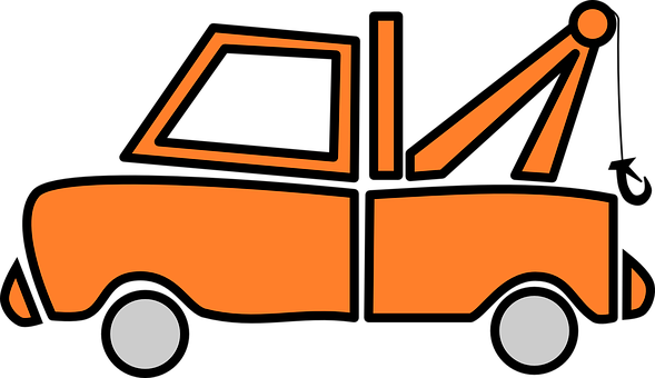 Orange Tow Truck Vector Illustration PNG with transparent background
