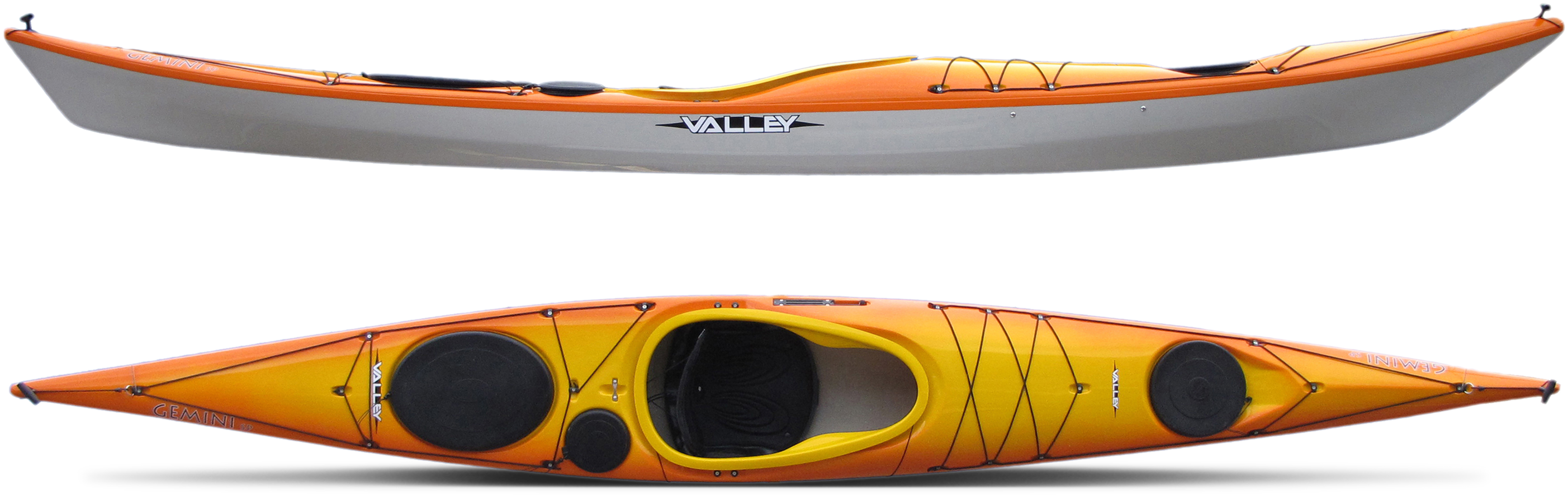 Orange Valley Sea Kayak Topand Side View PNG with transparent background