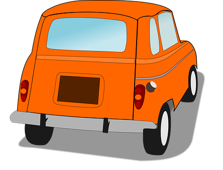 Orange Vintage Car Cartoon Illustration