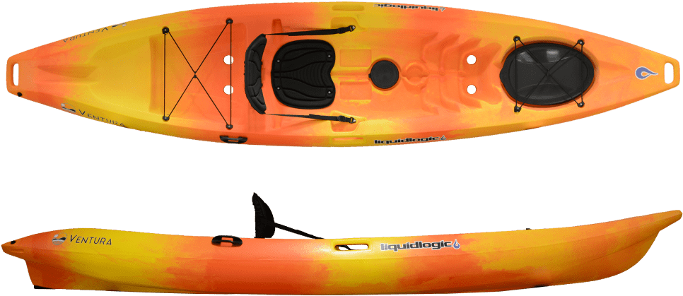 Orange Yellow Kayak Topand Side View PNG with transparent background