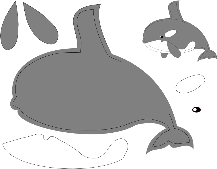 Orca Puppit Pattern - Killer Whale Felt Pattern, HD Png Download PNG with transparent background