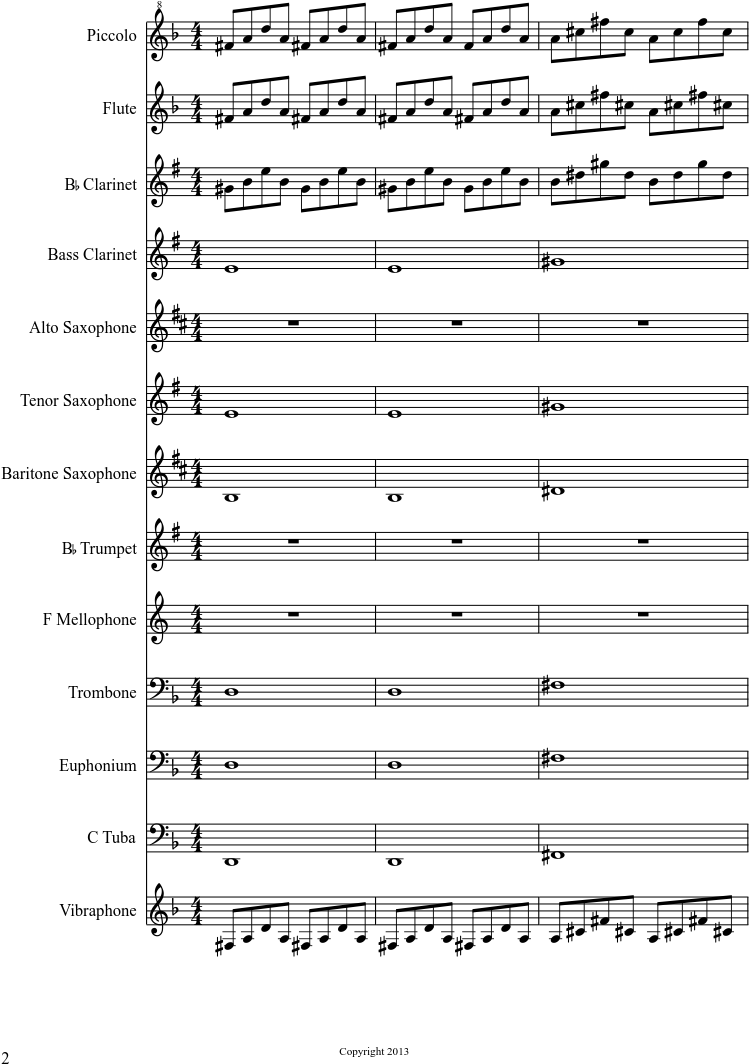 Orchestral Score Layout Example PNG with transparent background