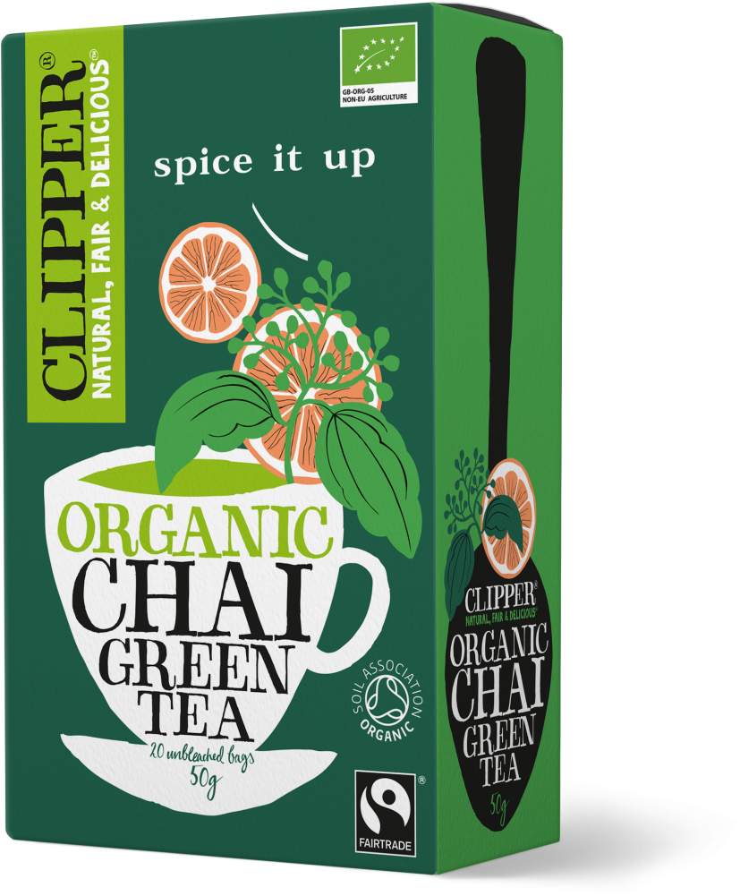 Organic Chai Green Tea Box Clipper PNG with transparent background