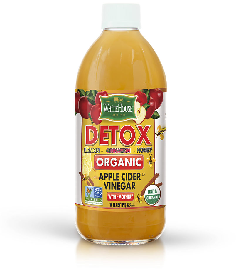 Organic Detox Apple Cider Vinegar Bottle PNG with transparent background
