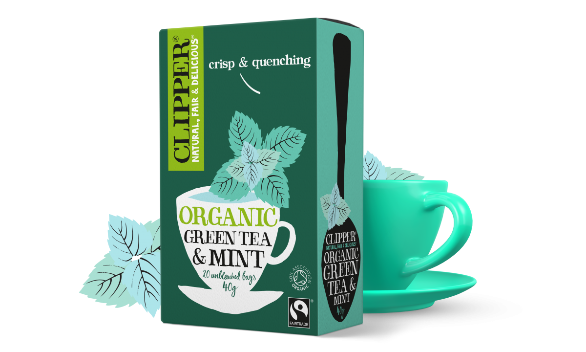Organic Green Tea Mint Packaging PNG with transparent background