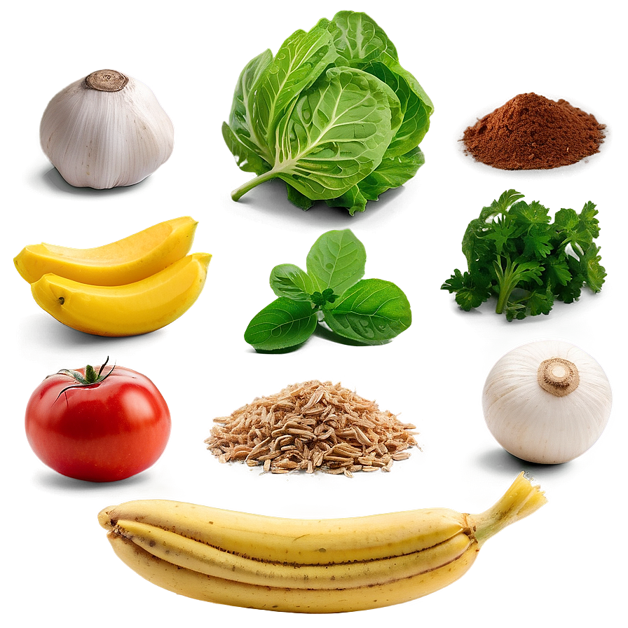 Organic Ingredients Selection PNG typ PNG with transparent background