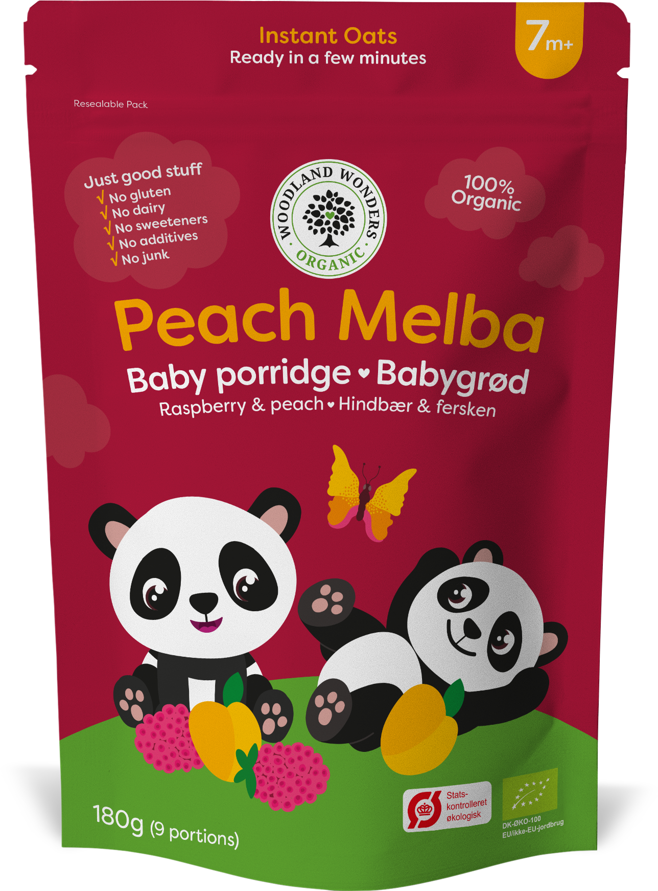 Organic Peach Melba Baby Porridge Packaging