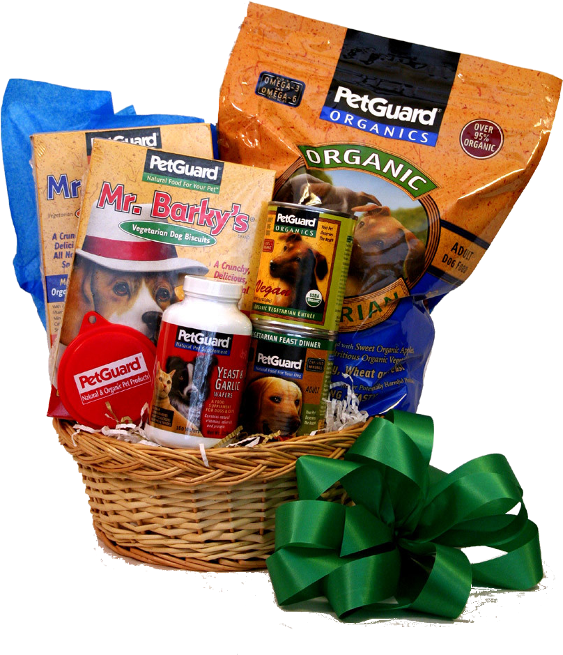 Organic Pet Food Gift Basket PNG with transparent background