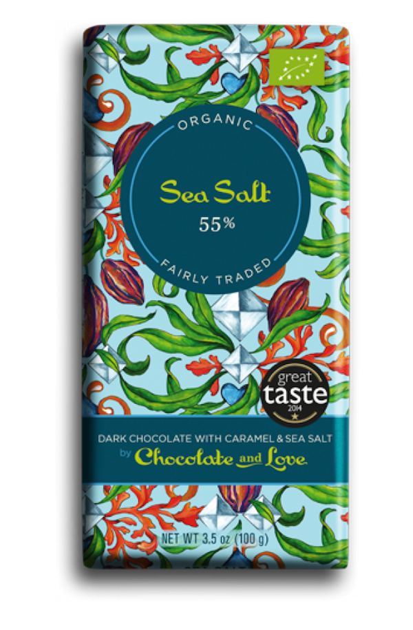 Organic Sea Salt Dark Chocolate Bar PNG with transparent background