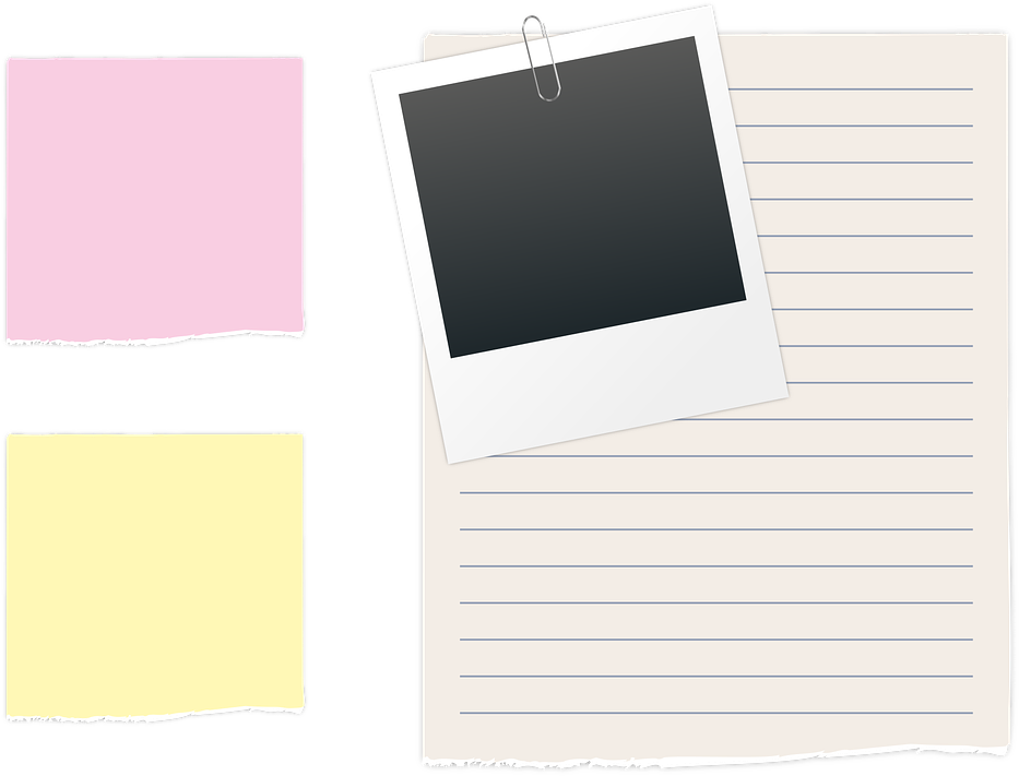 Organized Notesand Photoon Board PNG with transparent background