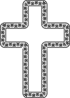 Ornate Black Cross Design PNG with transparent background
