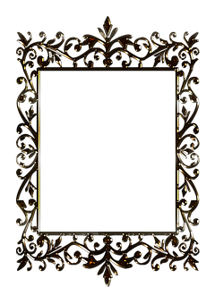 Ornate Black Gold Frame PNG with transparent background