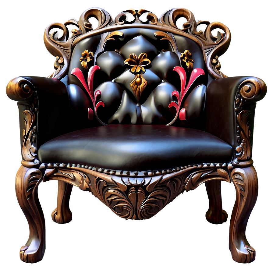Ornate Carved Wood Armchair PNG 06262024 PNG with transparent background