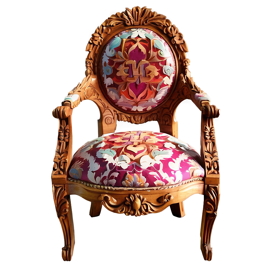 Ornate Carved Wood Armchair Png Gtm24