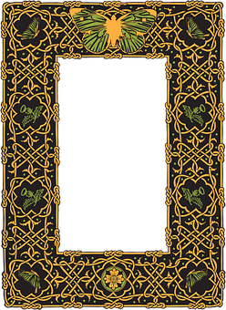 Ornate Celtic Style Frame PNG with transparent background